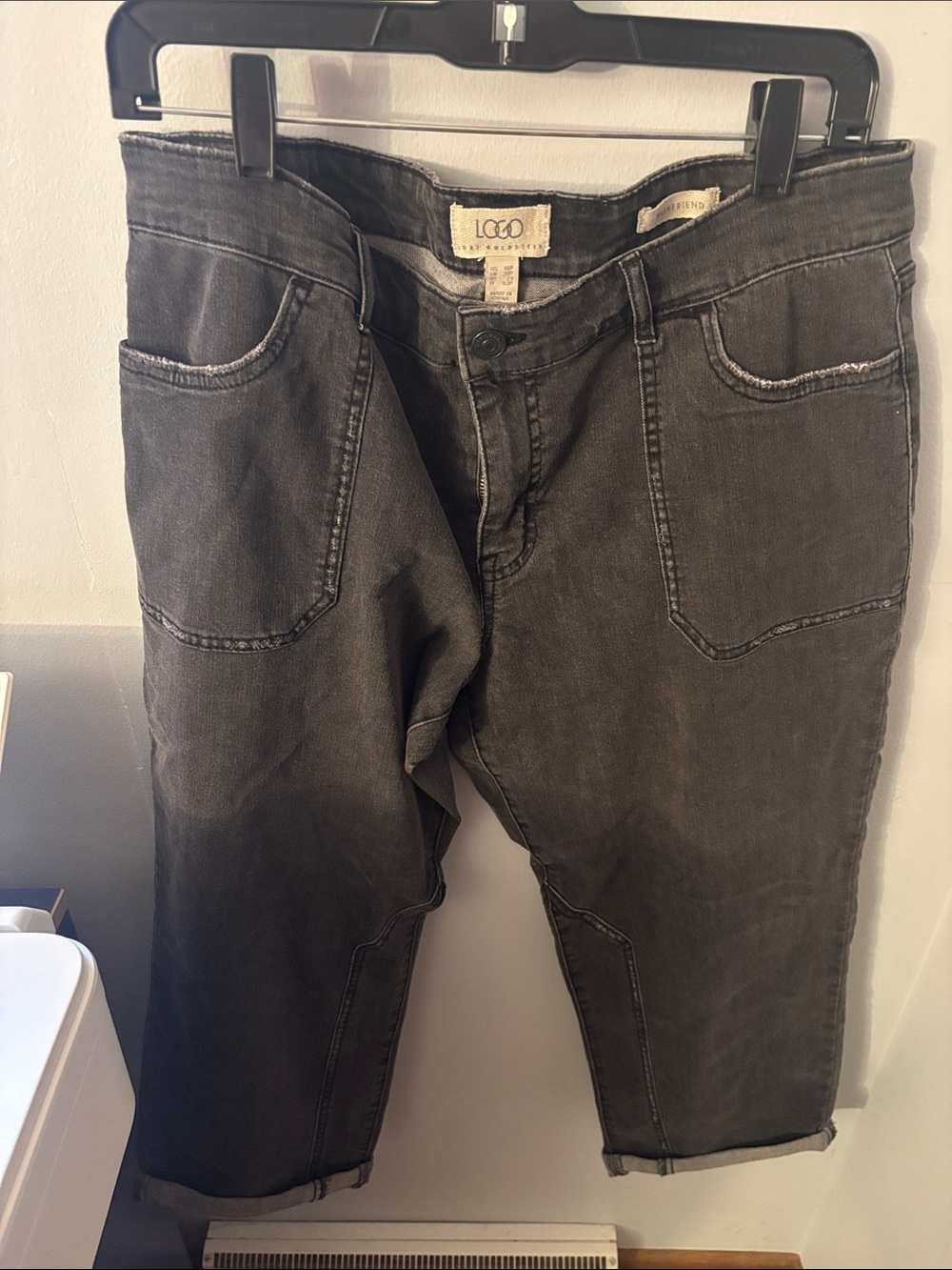 LOGO by Lori Goldstein Women's Black Boyfriend Jeans